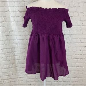 Torrid NWT Purple Smocked Off-the-Shoulder Blouse